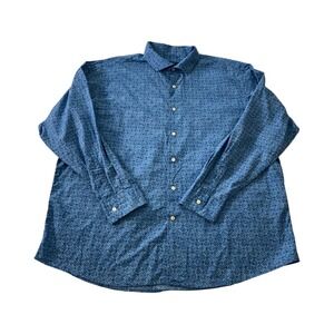 Cremieux Classics Men's XXL Blue Pattern Long Sleeve Button Down Shirt